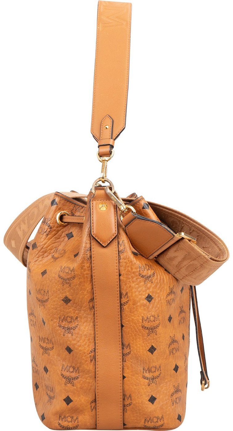 MCM Monogram Visetos Canvas Aren Bucket Drawstring Crossbody Bag