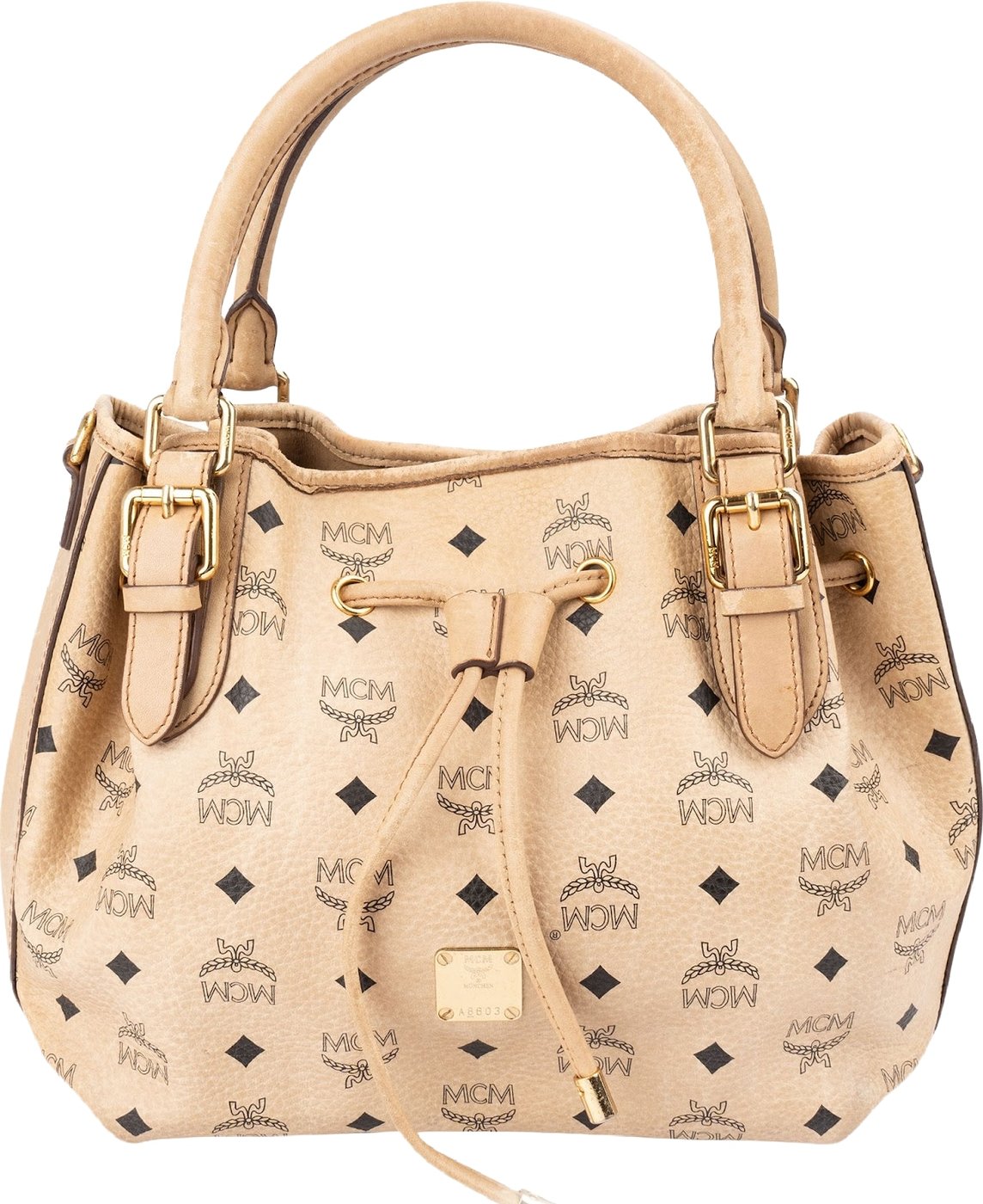MCM Monogram Visetos Drawstring Tote Handbag