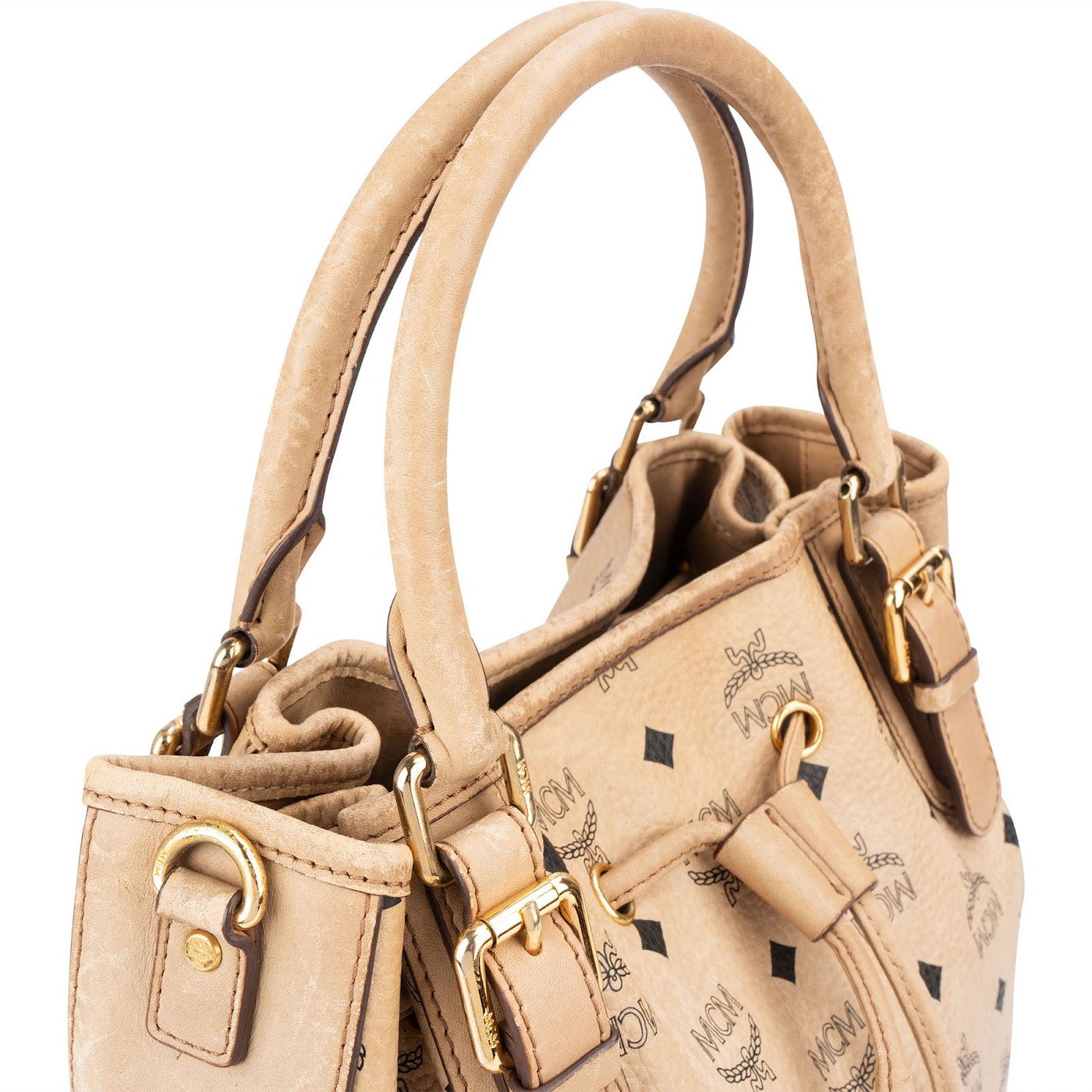 MCM Monogram Visetos Drawstring Tote Handbag