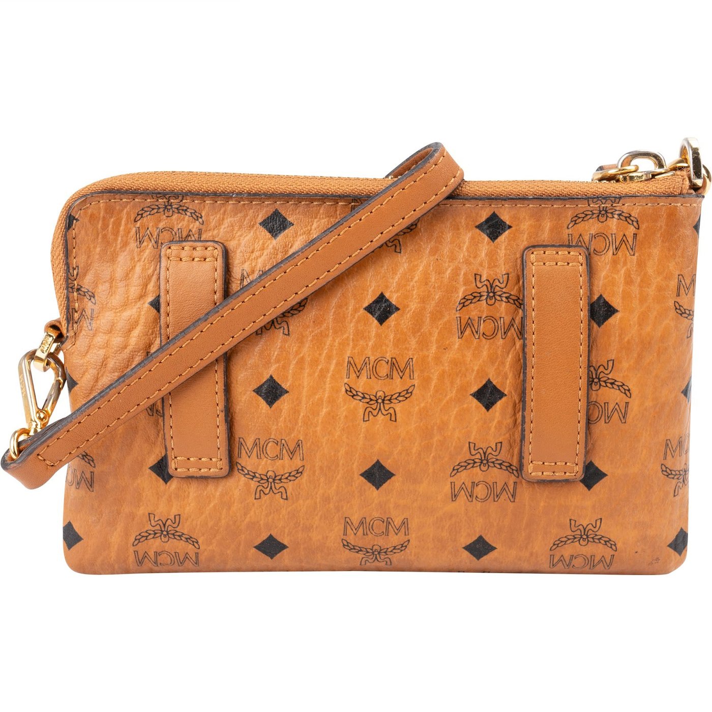 MCM Monogram Visetos Coated Canvas Wristlet Pung Crossbody Bag