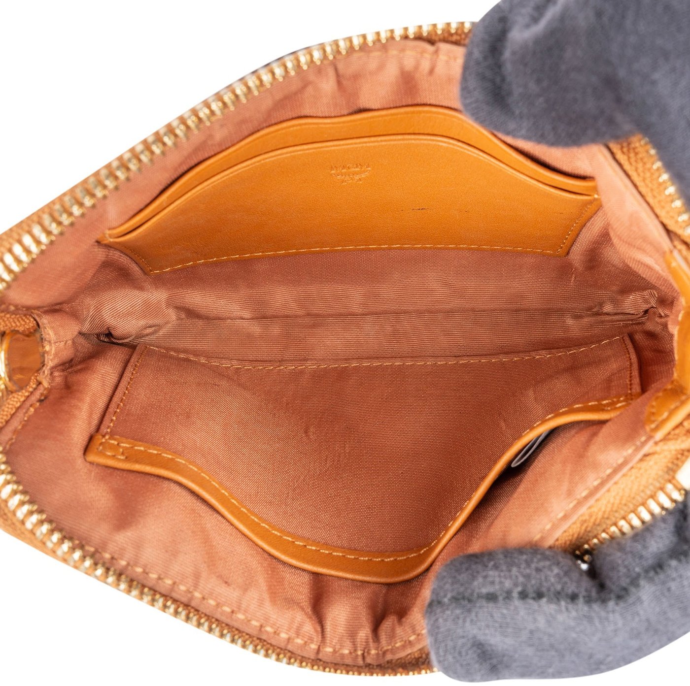 MCM Monogram Visetos Coated Canvas Wristlet Pung Crossbody Bag
