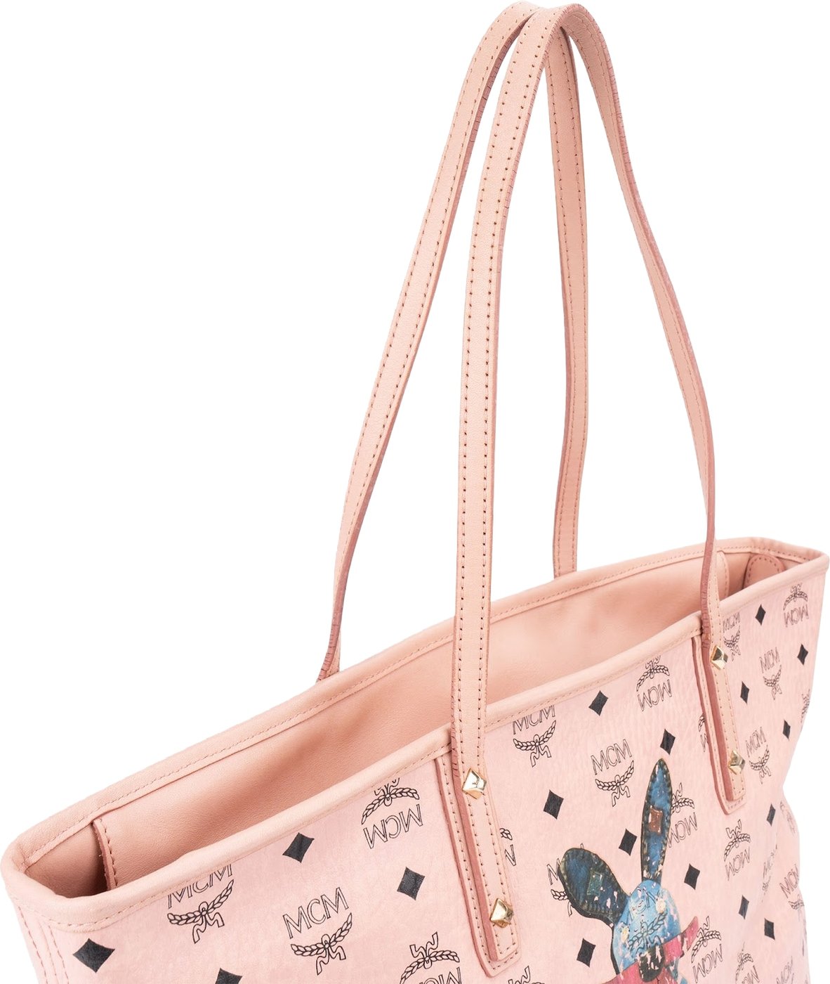 MCM Monogram Visetos Rabbit Reversible Liz Shopper Tote Bag