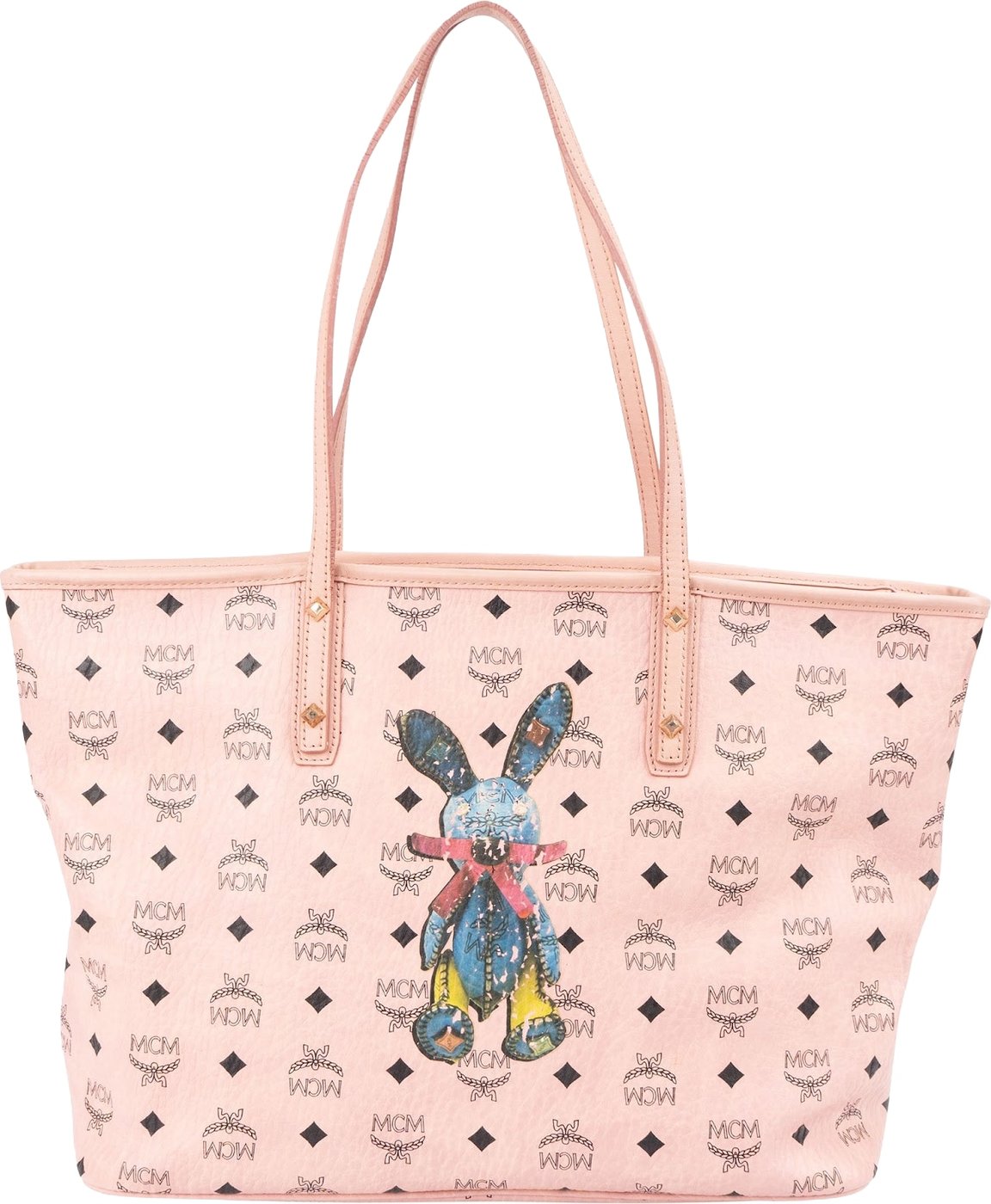 MCM Monogram Visetos Rabbit Reversible Liz Shopper Tote Bag