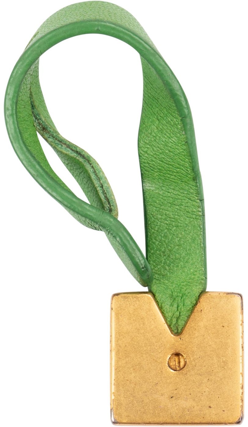MCM Visetos Monogram Golden Emblem Green Leather Bag Charm