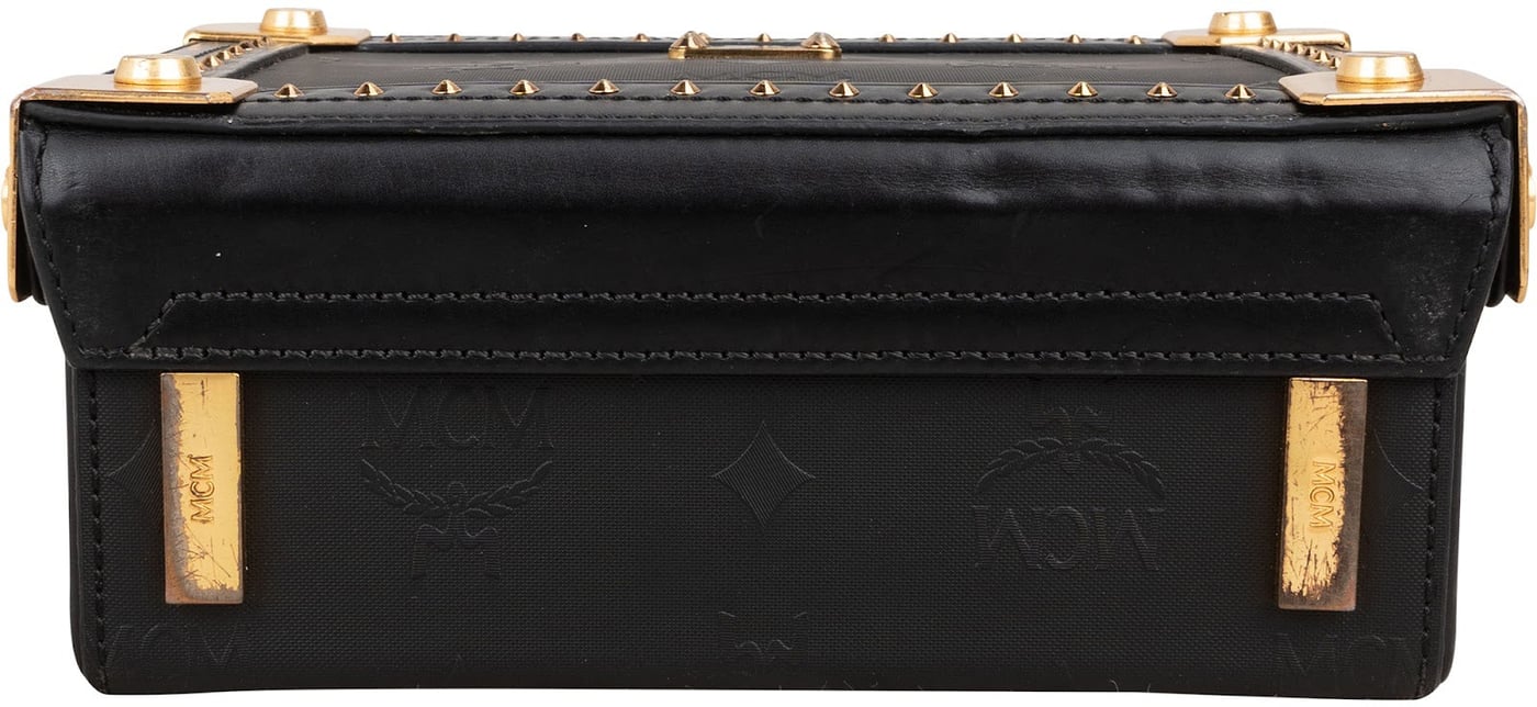 MCM Monogram Visetos Small Coffer Studded Vanity Case Handbag