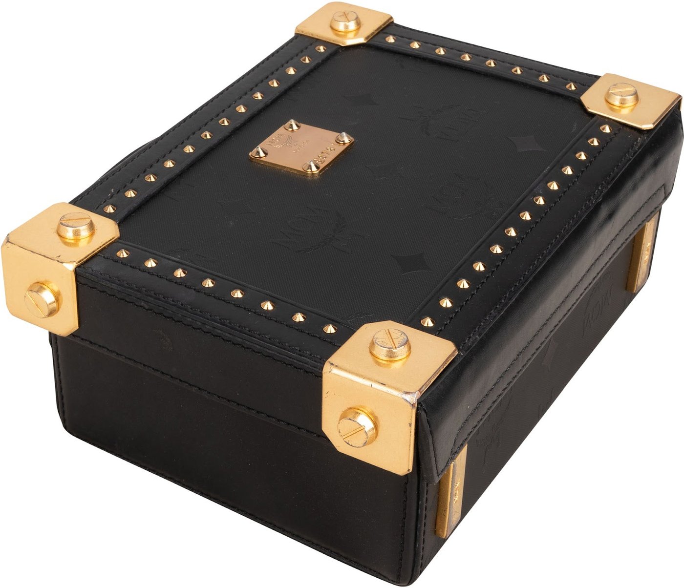 MCM Monogram Visetos Small Coffer Studded Vanity Case Handbag