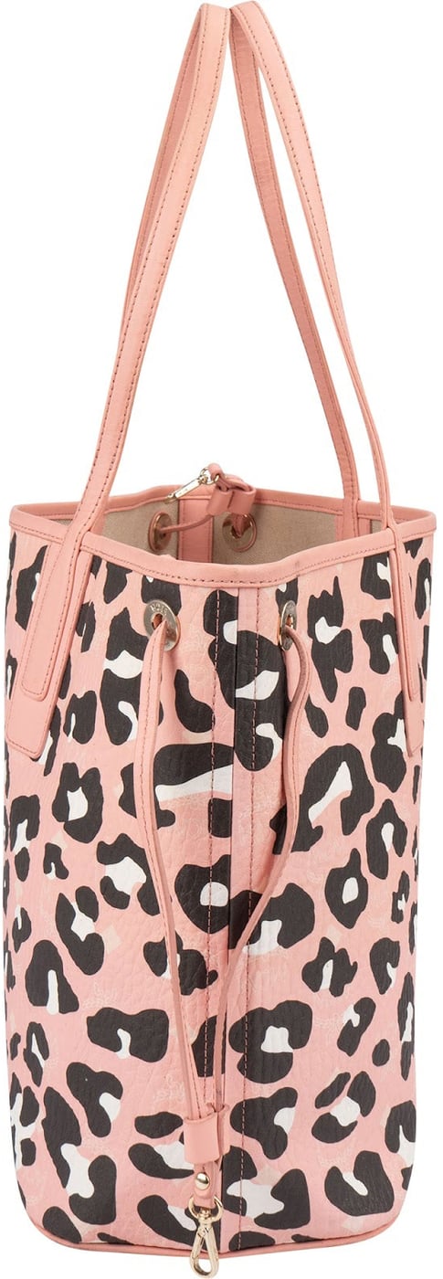 MCM Visetos Monogram Leopard Print Reversible Liz Shopper Shoulder Bag