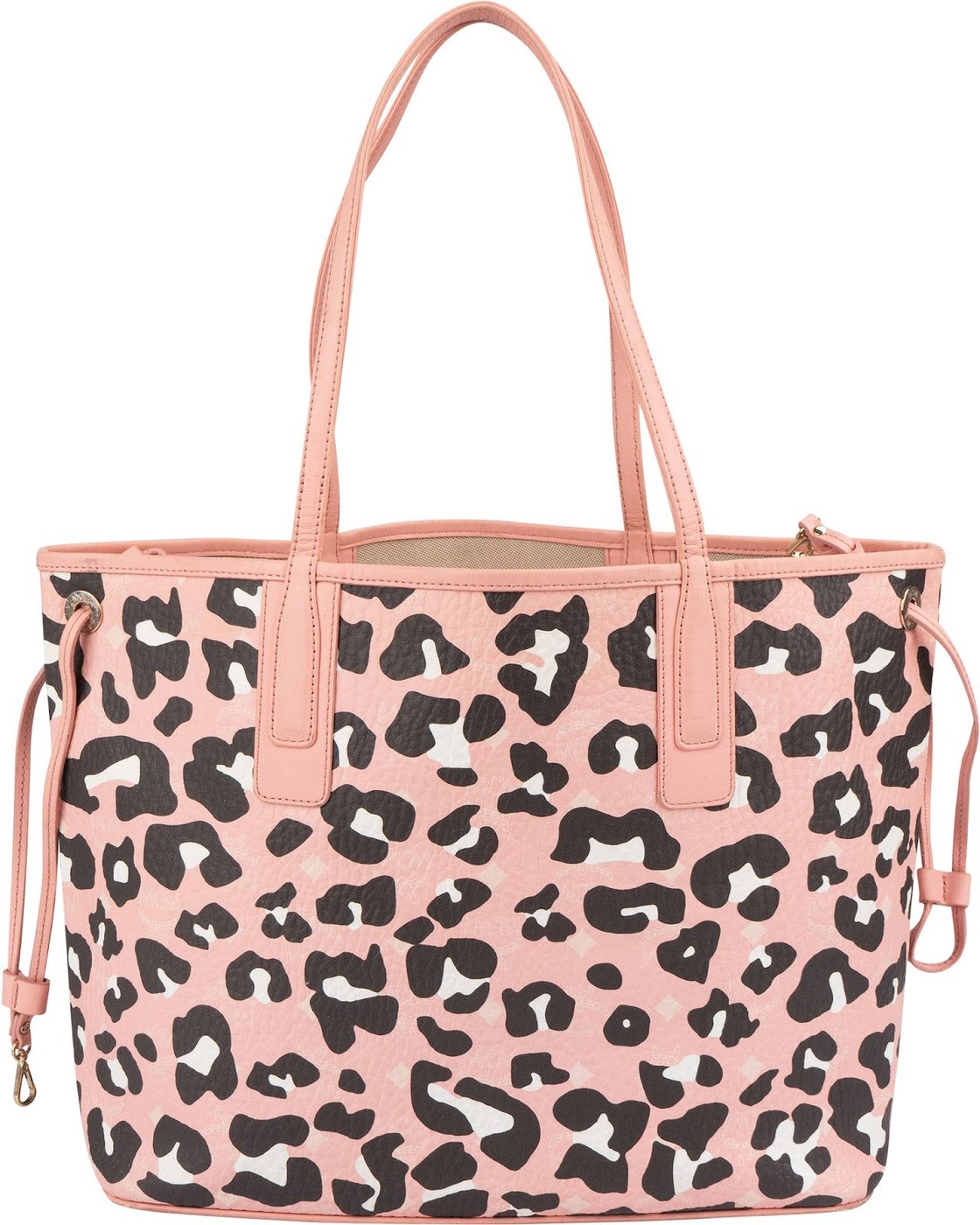 MCM Visetos Monogram Leopard Print Reversible Liz Shopper Shoulder Bag