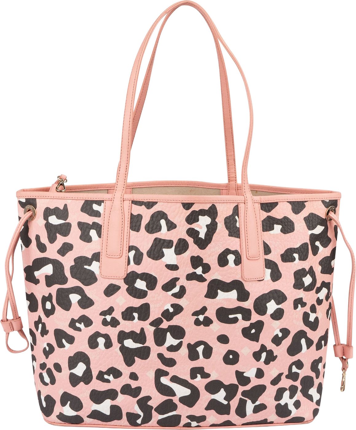 MCM Visetos Monogram Leopard Print Reversible Liz Shopper Shoulder Bag