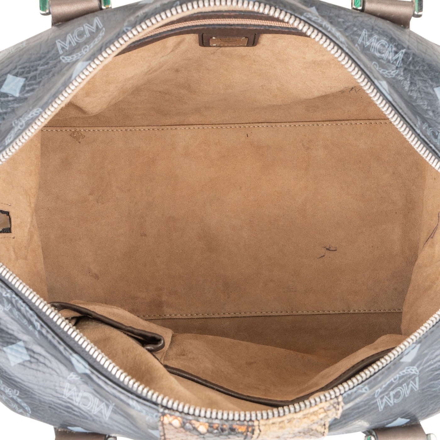 MCM Monogram Visetos Munich Lion Boston 30 Handbag