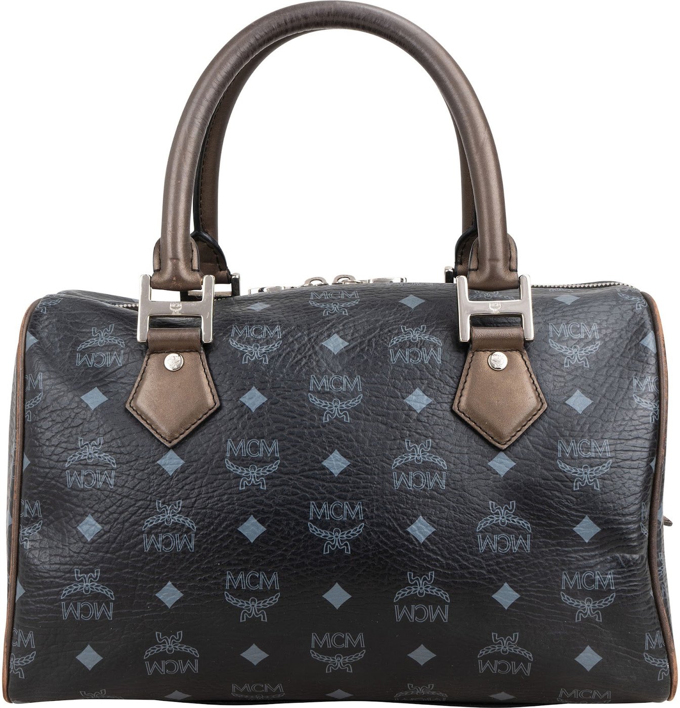 MCM Monogram Visetos Munich Lion Boston 30 Handbag