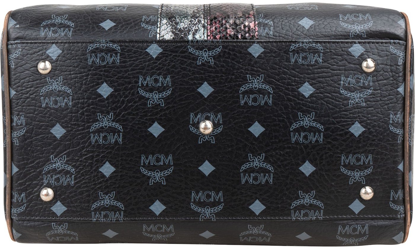 MCM Monogram Visetos Munich Lion Boston 30 Handbag