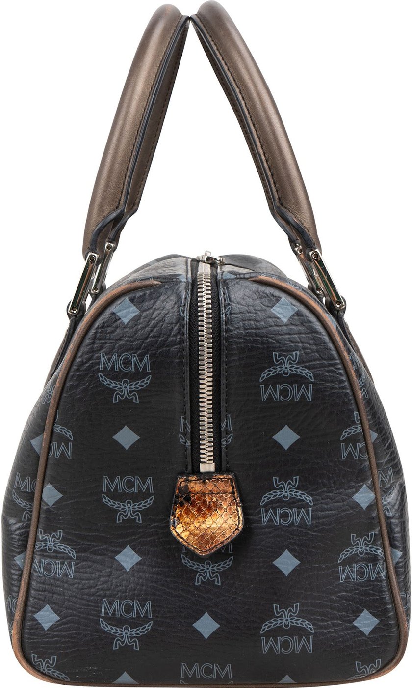 MCM Monogram Visetos Munich Lion Boston 30 Handbag