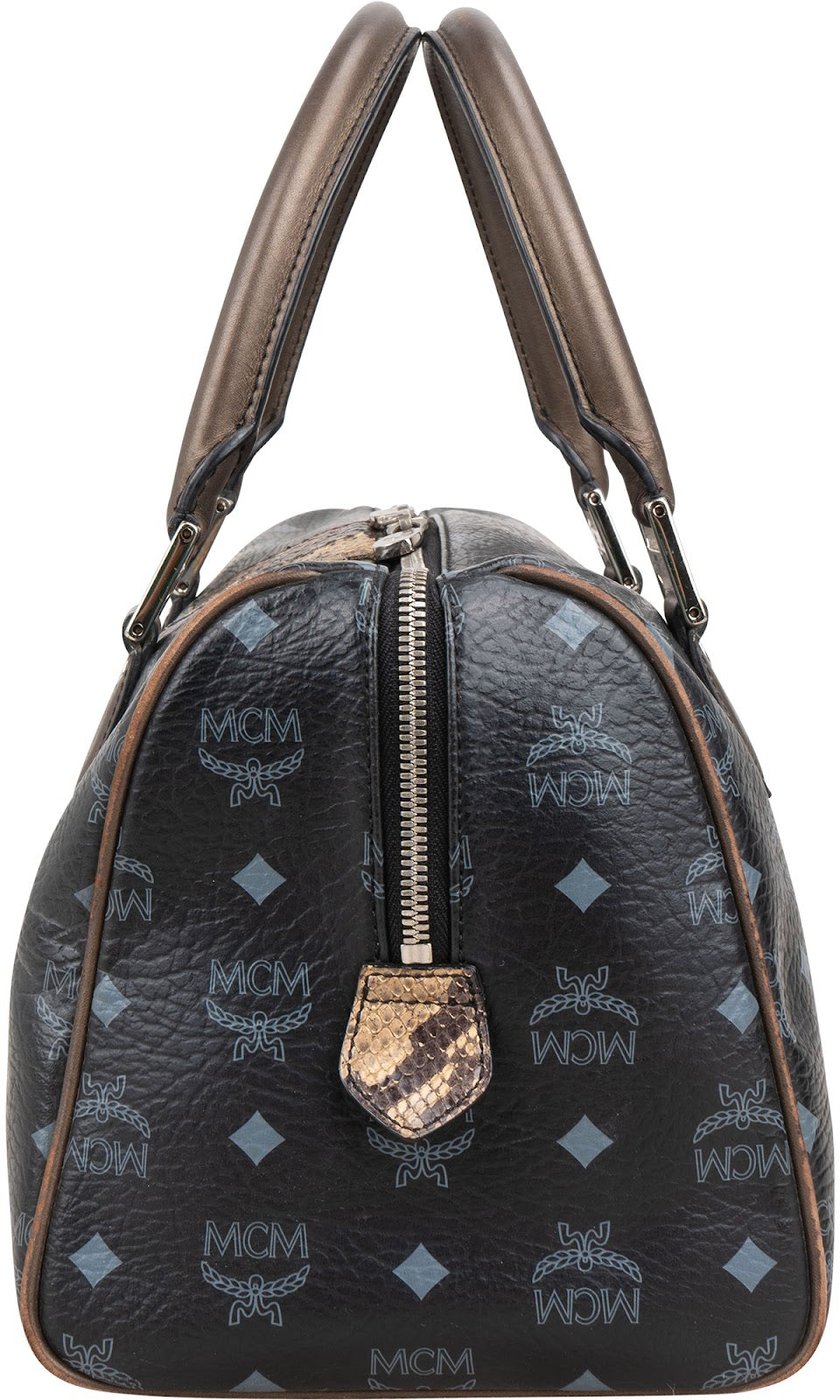 MCM Monogram Visetos Munich Lion Boston 30 Handbag