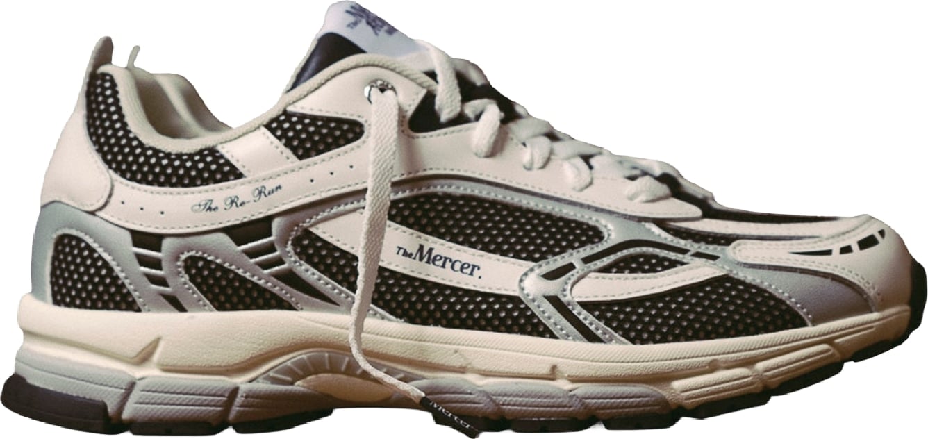 Unisex The Re Run Witte sneaker met zilveren en blauwe details Wit