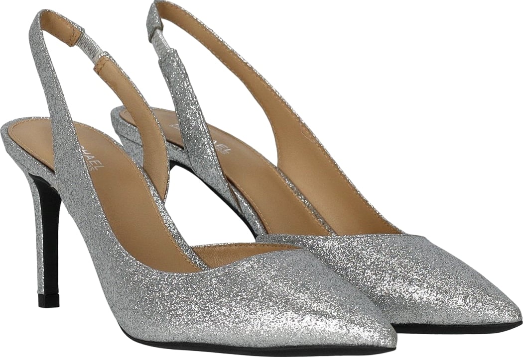 MICHAEL KORS ALINA FLEX SILVER SLINGBACK PUMPS