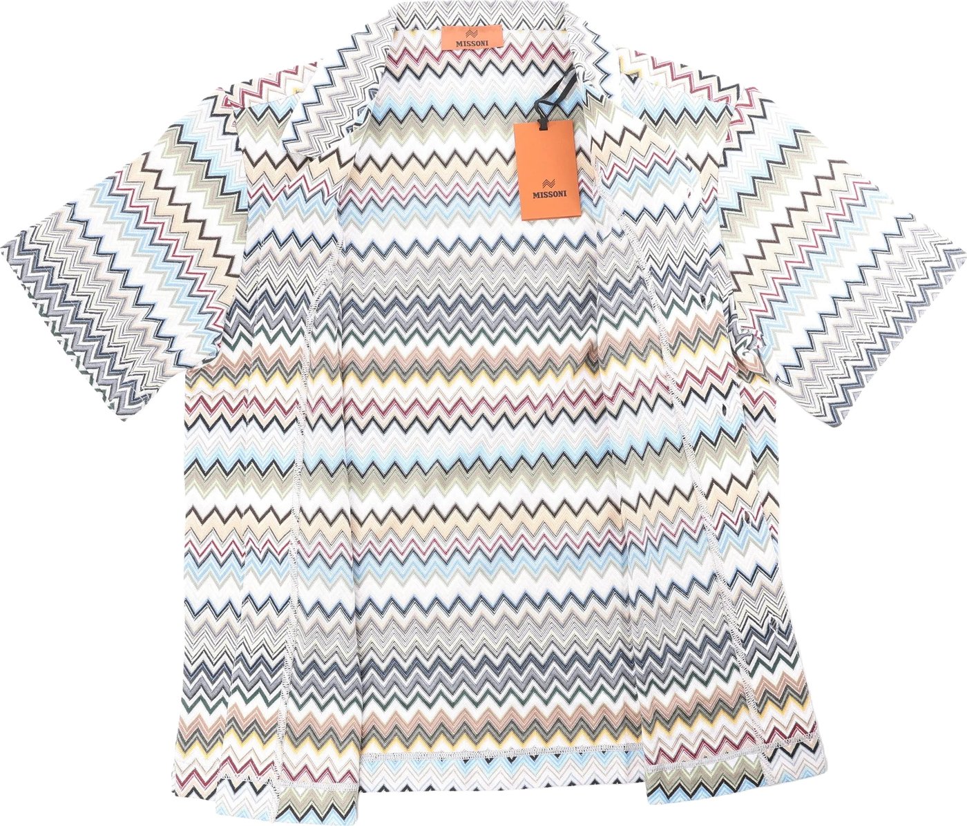 Missoni PATTERNED Short Sleeve Shirt in Gray x Multicolor, Size 48 IT