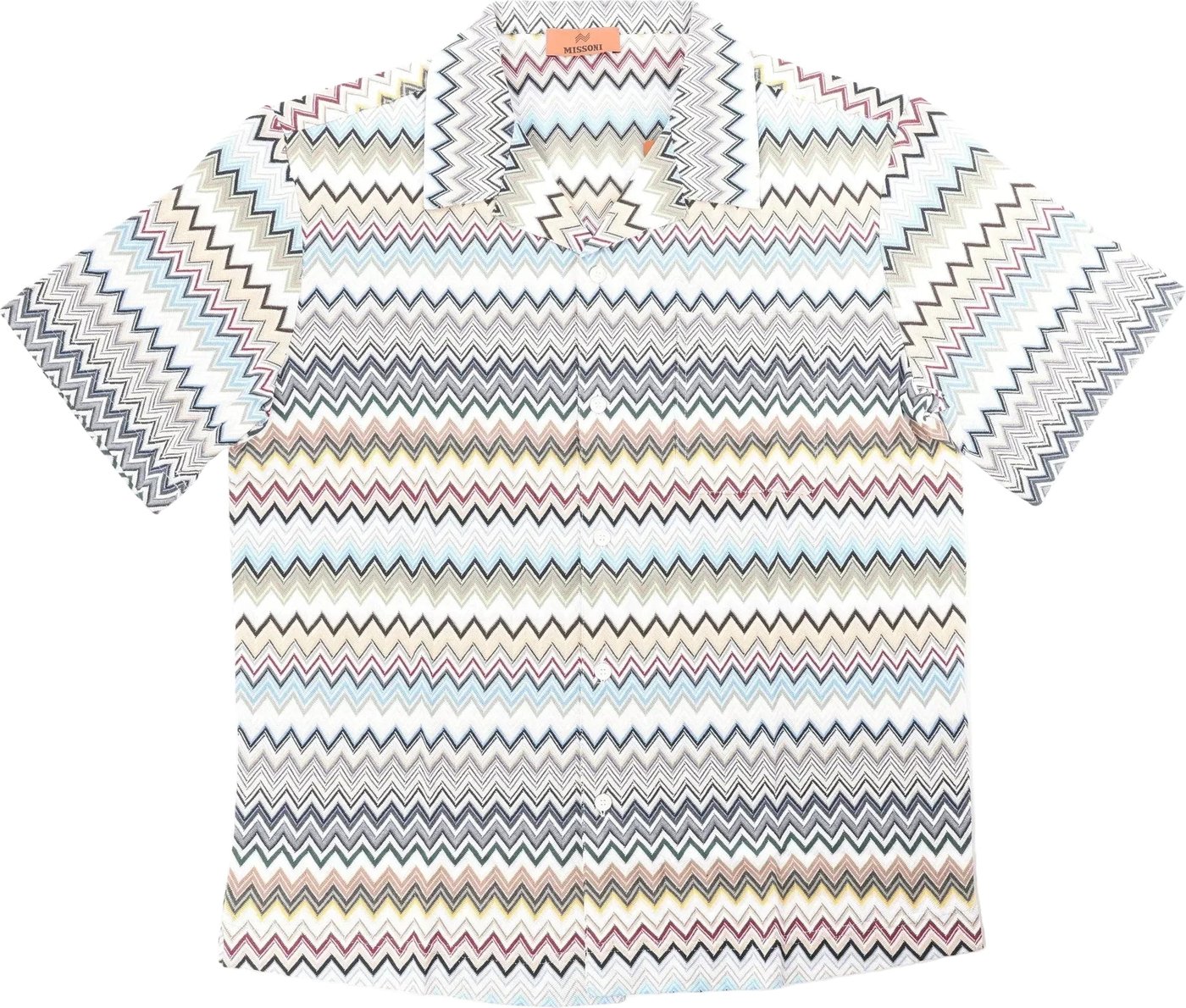 Missoni PATTERNED Short Sleeve Shirt in Gray x Multicolor, Size 48 IT