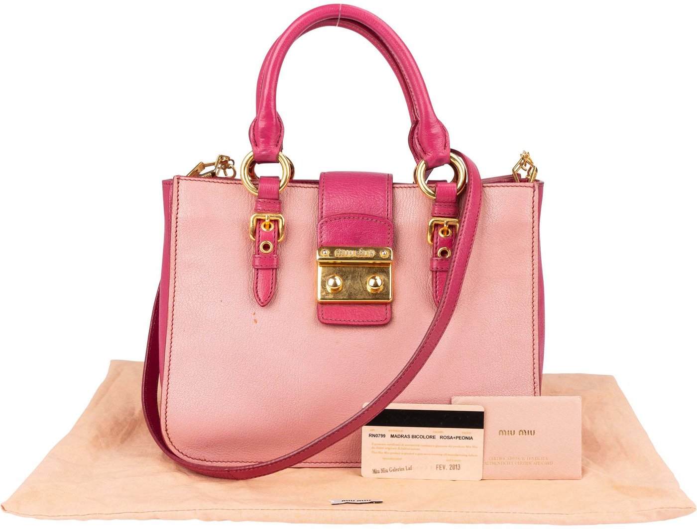 Miu Miu Leather Madras Bicolore Handbag