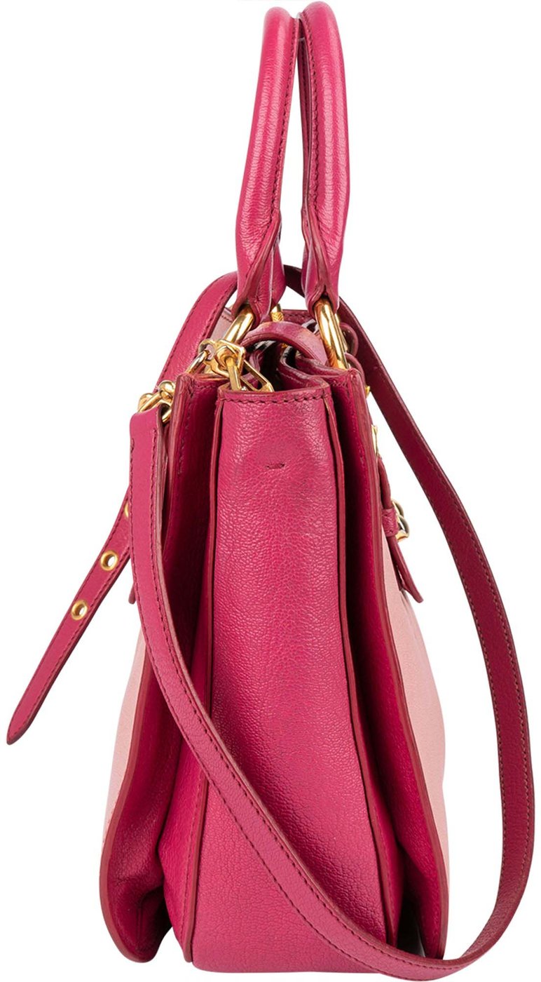 Miu Miu Leather Madras Bicolore Handbag