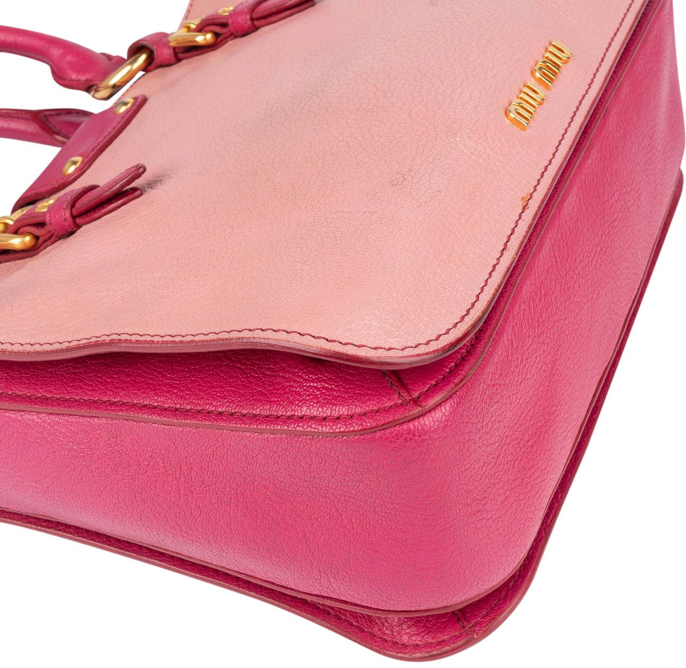 Miu Miu Leather Madras Bicolore Handbag