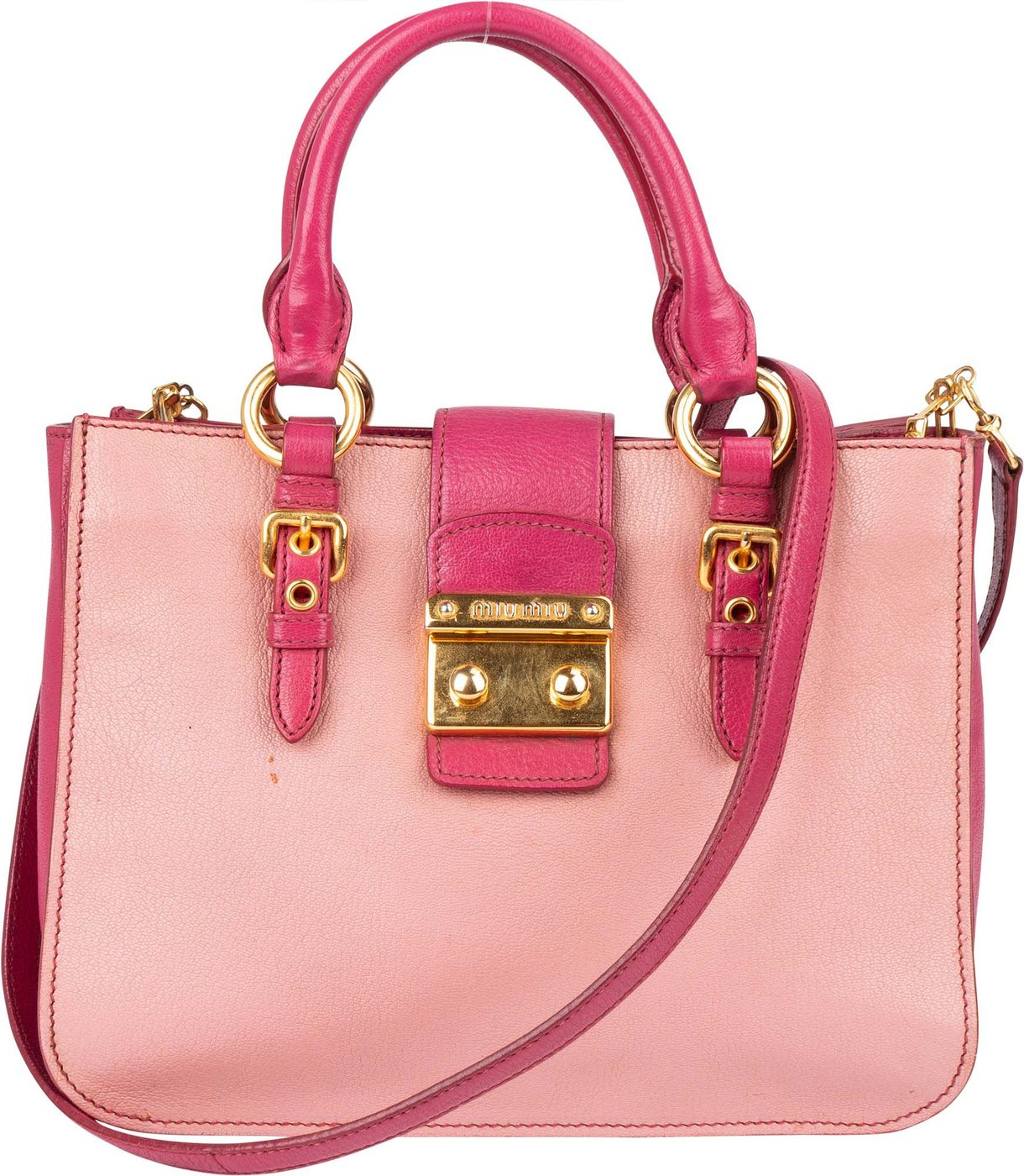 Miu Miu Leather Madras Bicolore Handbag