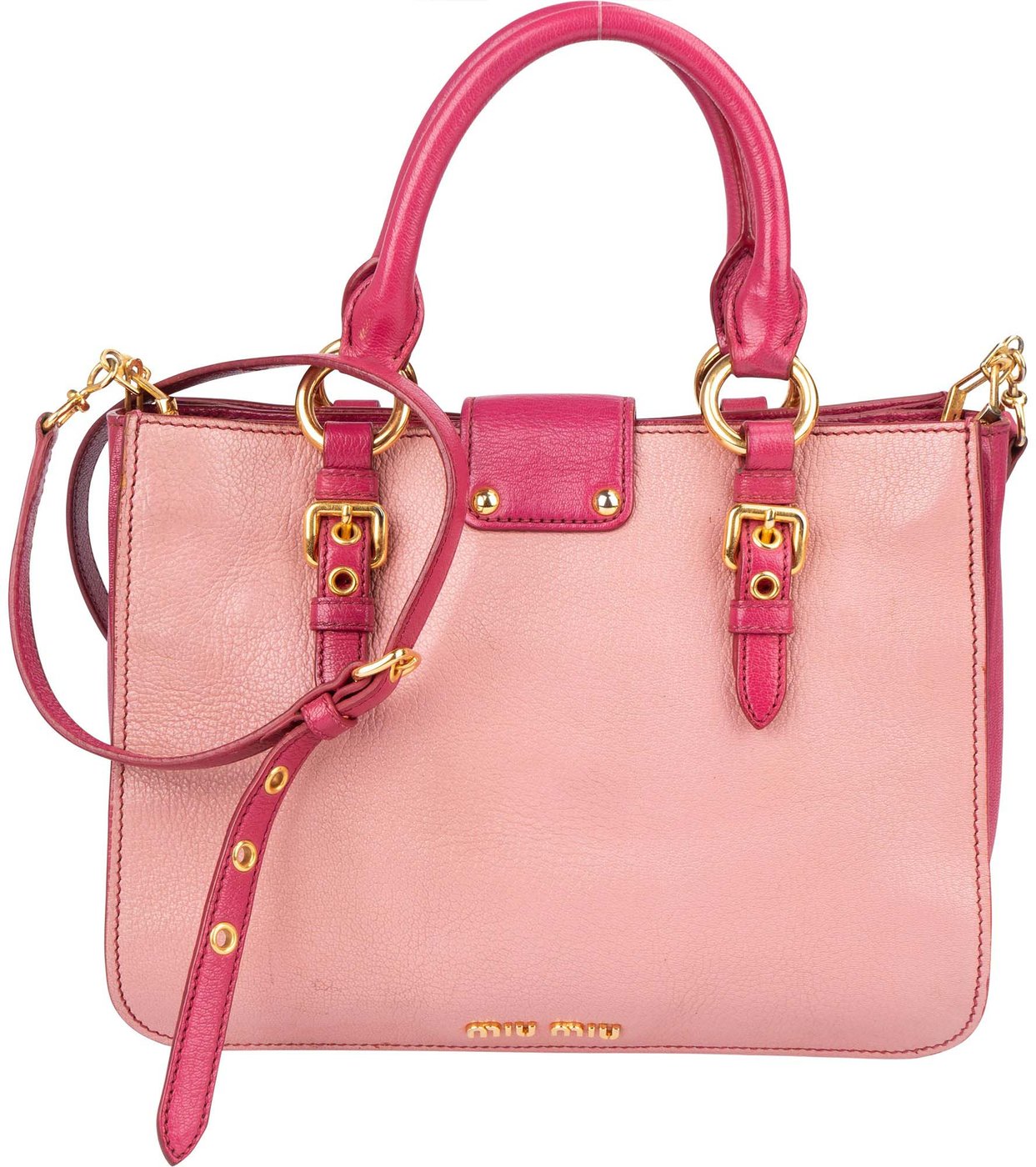 Miu Miu Leather Madras Bicolore Handbag