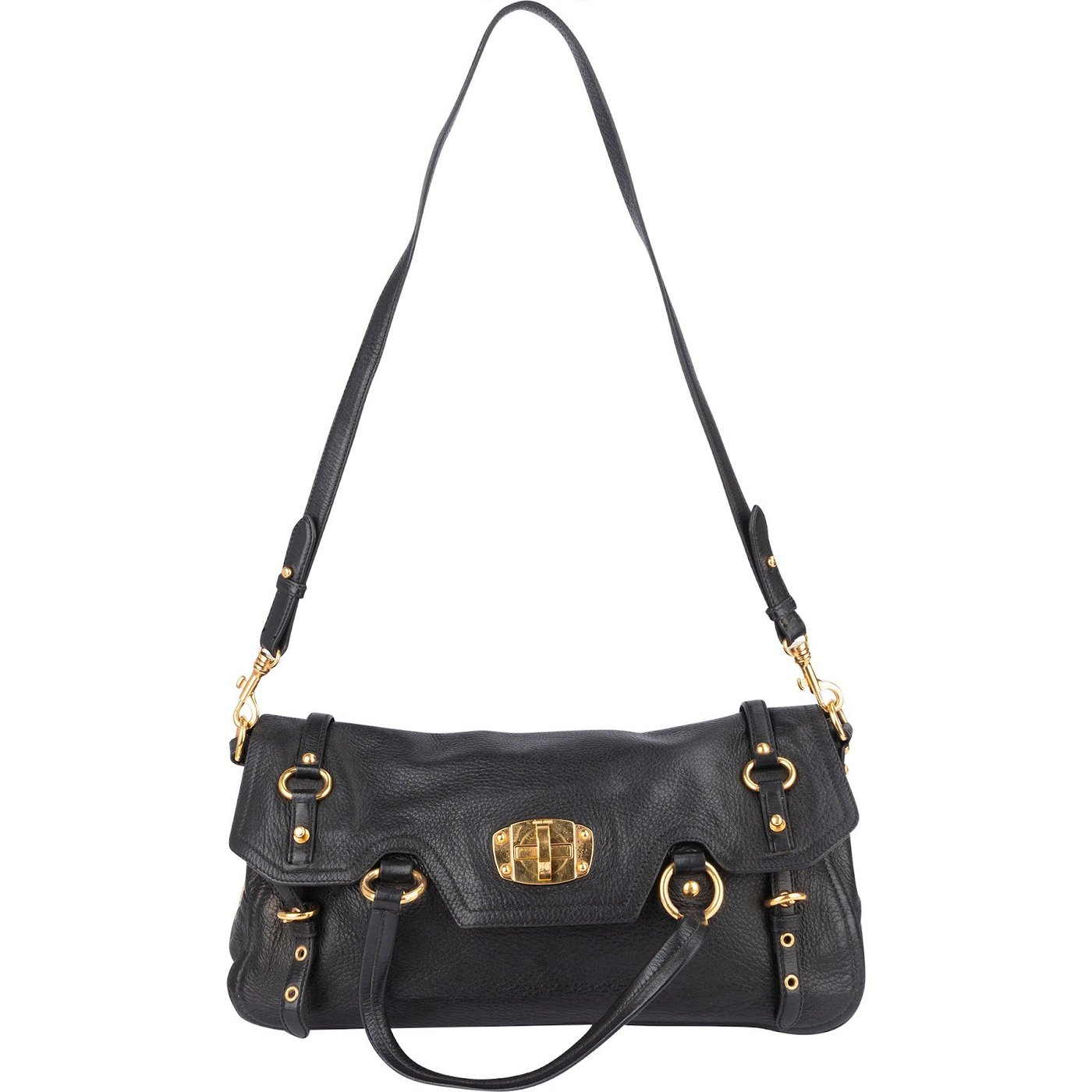 Miu Miu Vitello Lux Leather Coffer Satchel Handbag