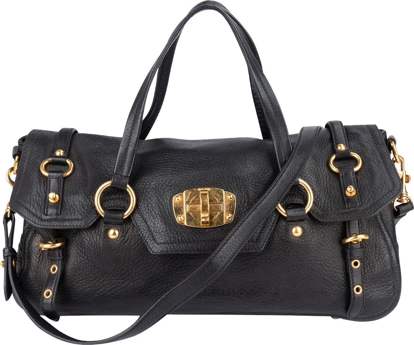 Miu Miu Vitello Lux Leather Coffer Satchel Handbag