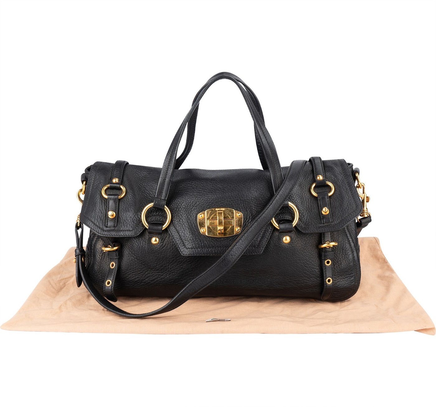 Miu Miu Vitello Lux Leather Coffer Satchel Handbag