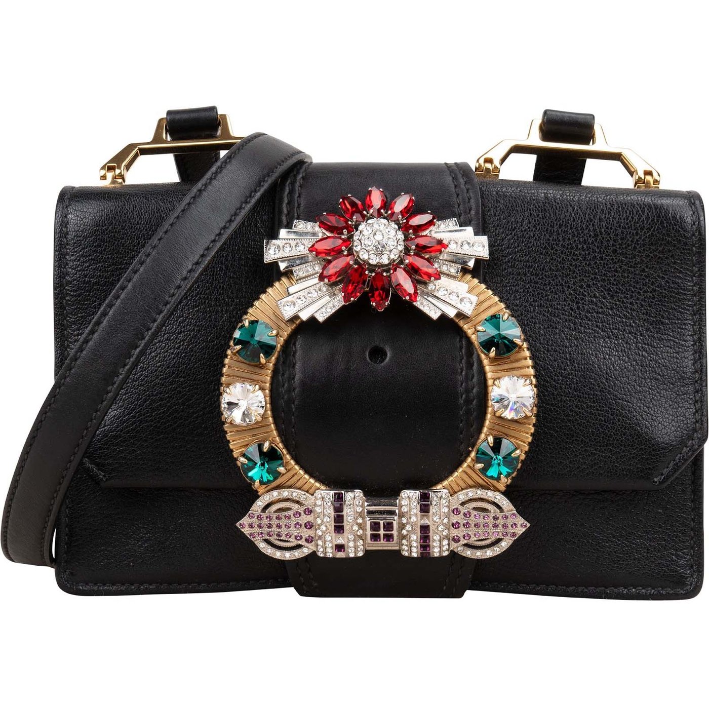 Miu Miu Madras Crystal Leather Crossbody Bag