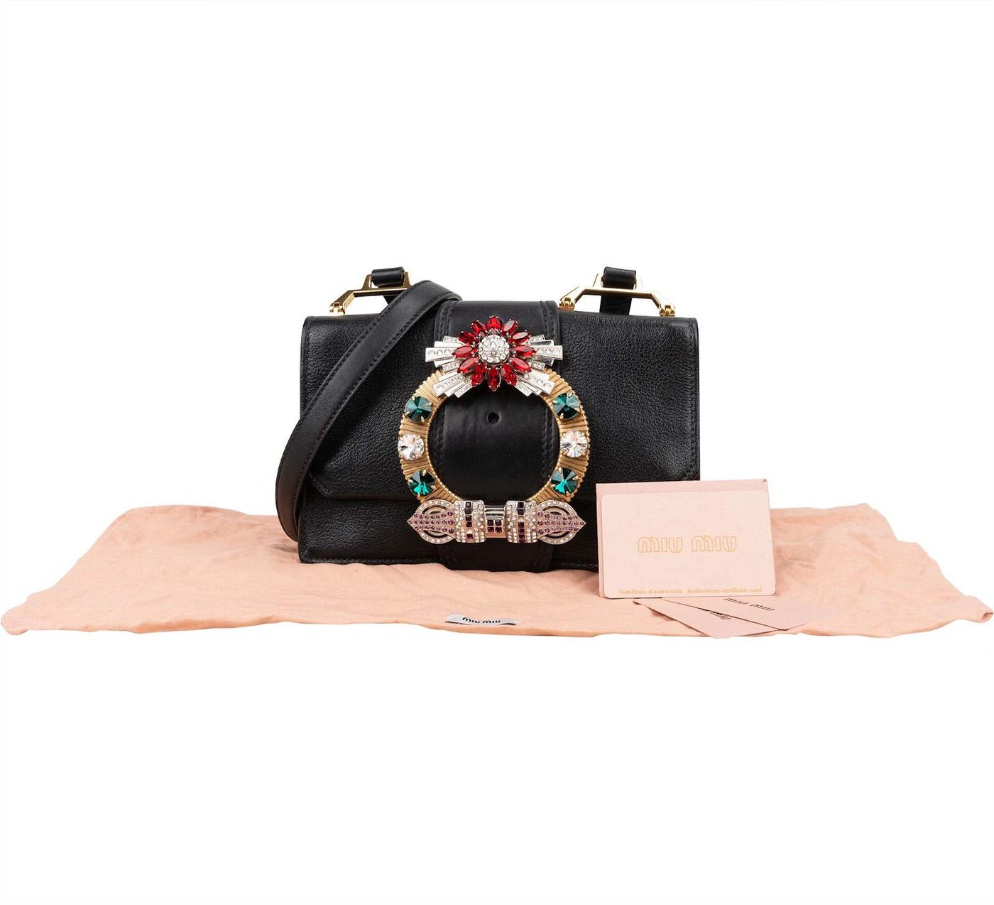 Miu Miu Madras Crystal Leather Crossbody Bag