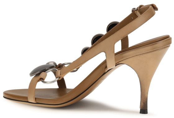 Miu Miu Brown Calf Leather Bos Taurus Stiletto Heel Sandals