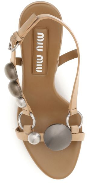 Miu Miu Brown Calf Leather Bos Taurus Stiletto Heel Sandals