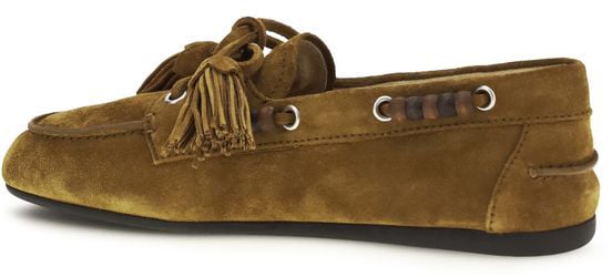 Miu Miu Beige Calf Leather Bos Taurus Slip-On Loafers