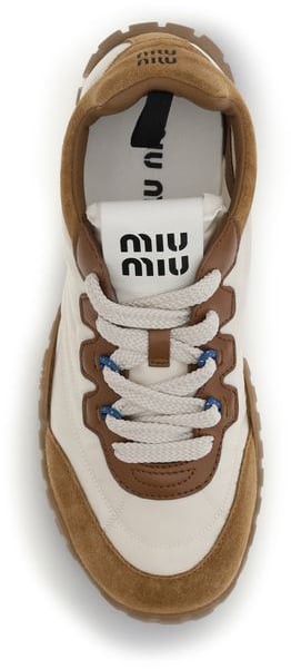 Miu Miu Beige Polyamide Athletic Sneakers