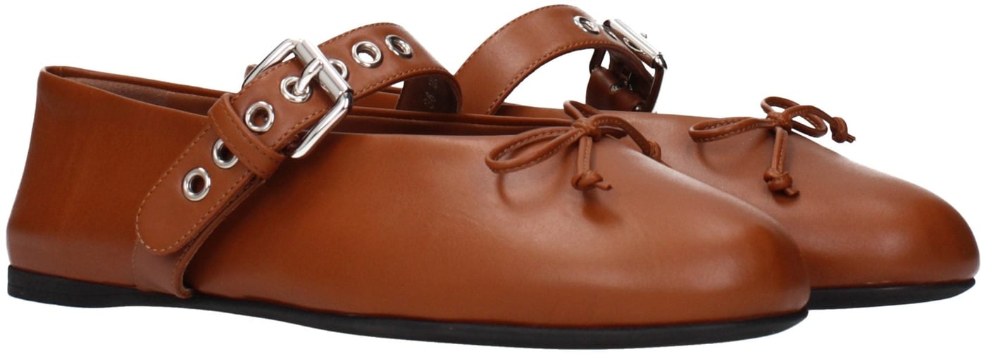 Miu Miu Brown Leather Ballet Flats