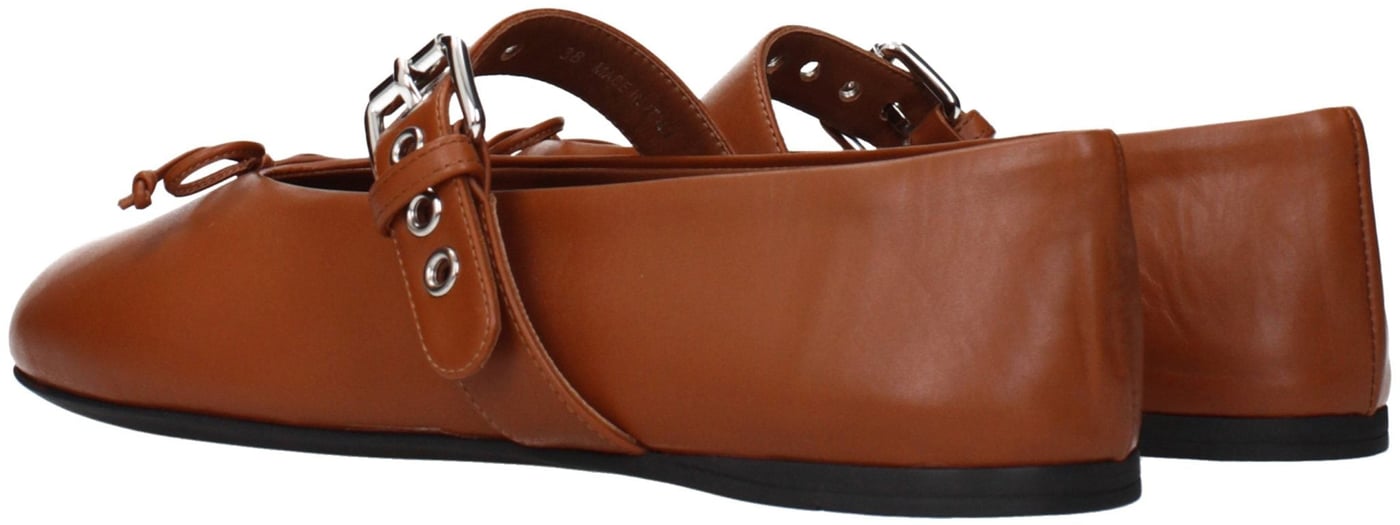 Miu Miu Brown Leather Ballet Flats