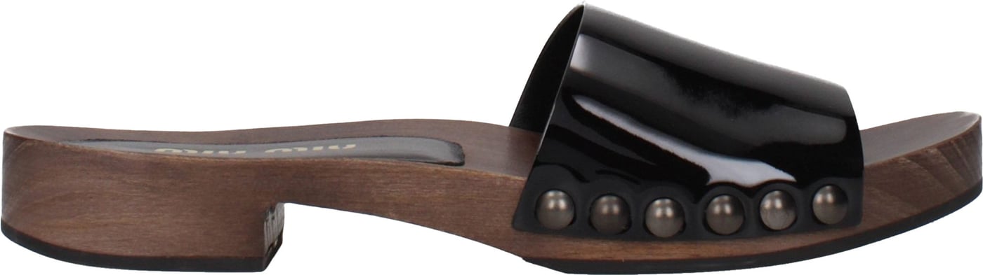 Miu Miu Black Leather Slippers