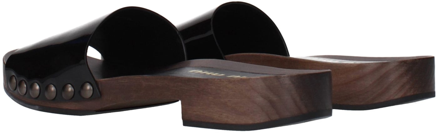 Miu Miu Black Leather Slippers