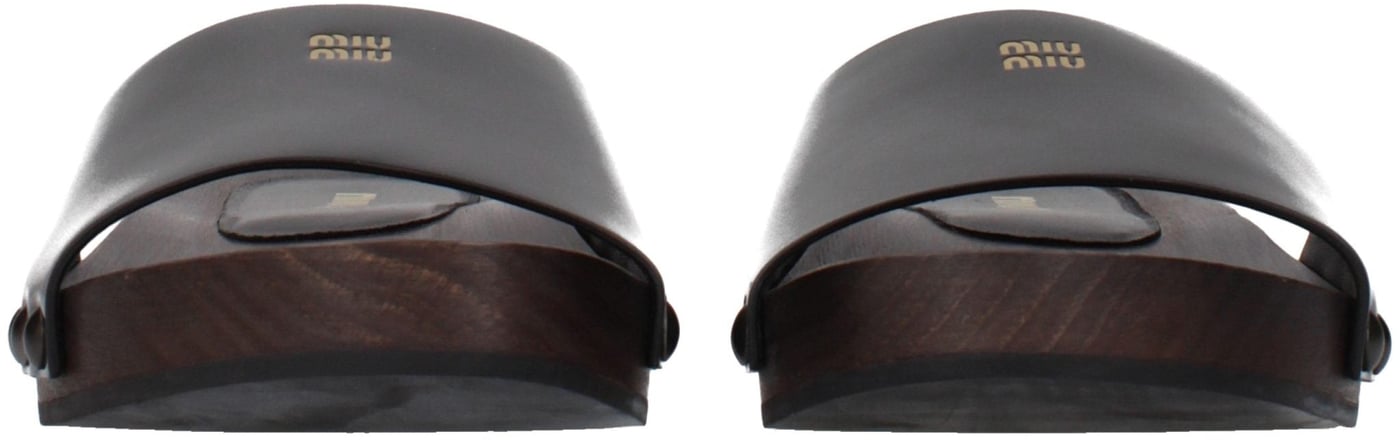 Miu Miu Black Leather Slippers
