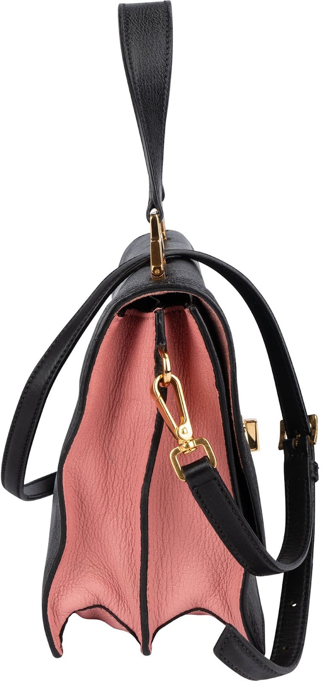 Miu Miu Black Madras Leather Top Handle Crossbody Handbag