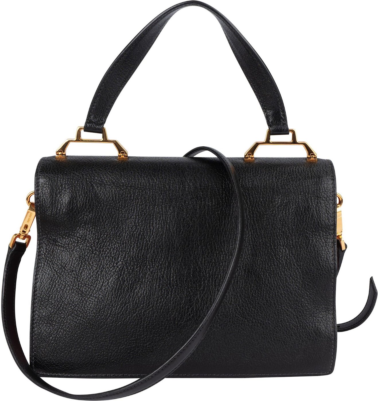 Miu Miu Black Madras Leather Top Handle Crossbody Handbag