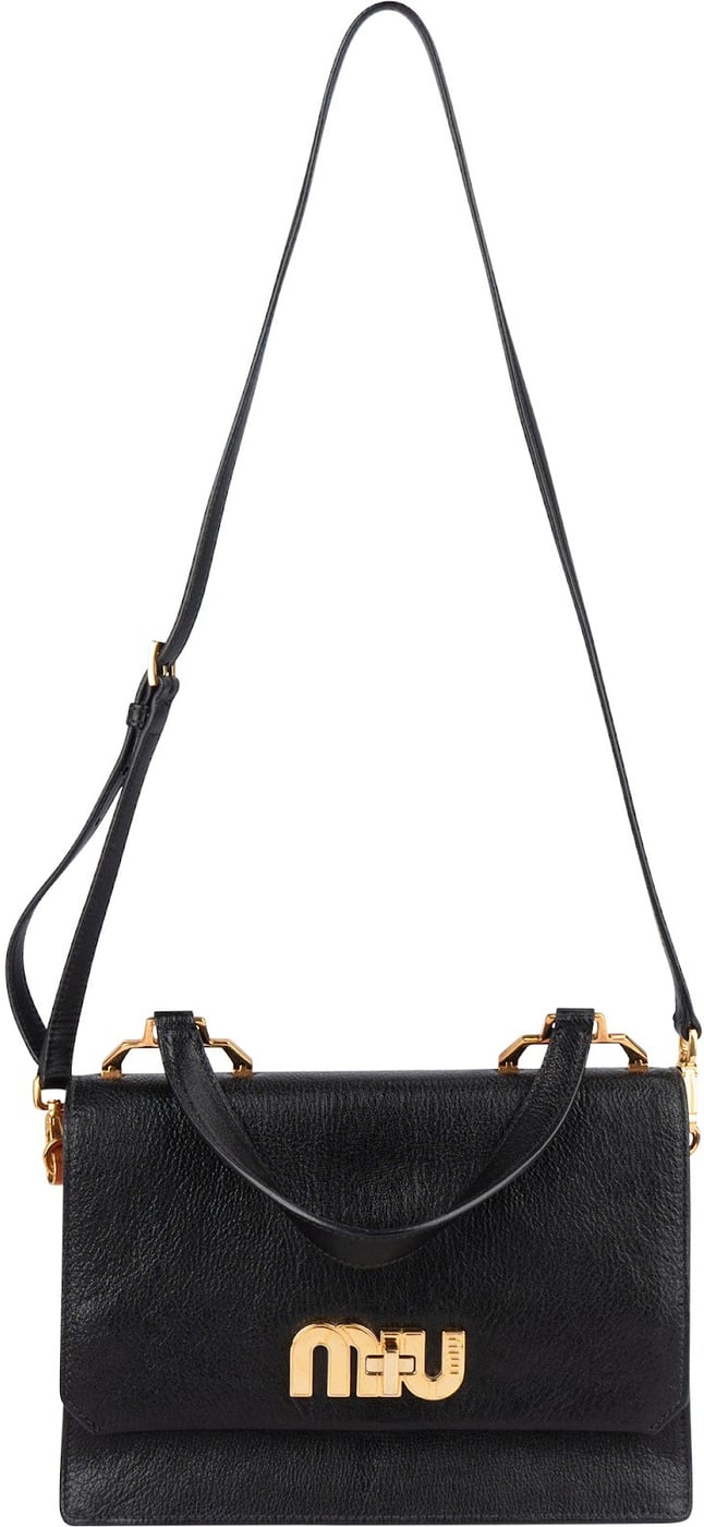 Miu Miu Black Madras Leather Top Handle Crossbody Handbag