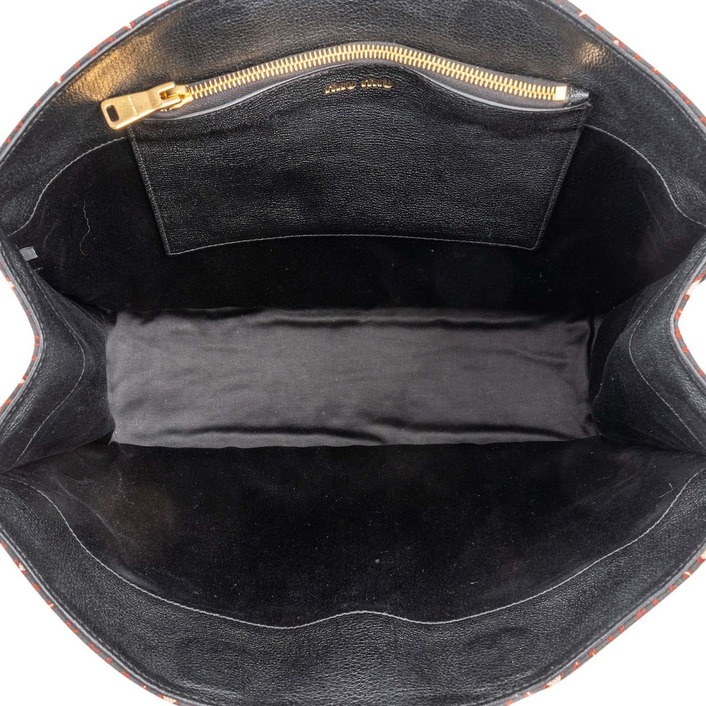 Miu Miu Jacquard Fabric Tote Handbag