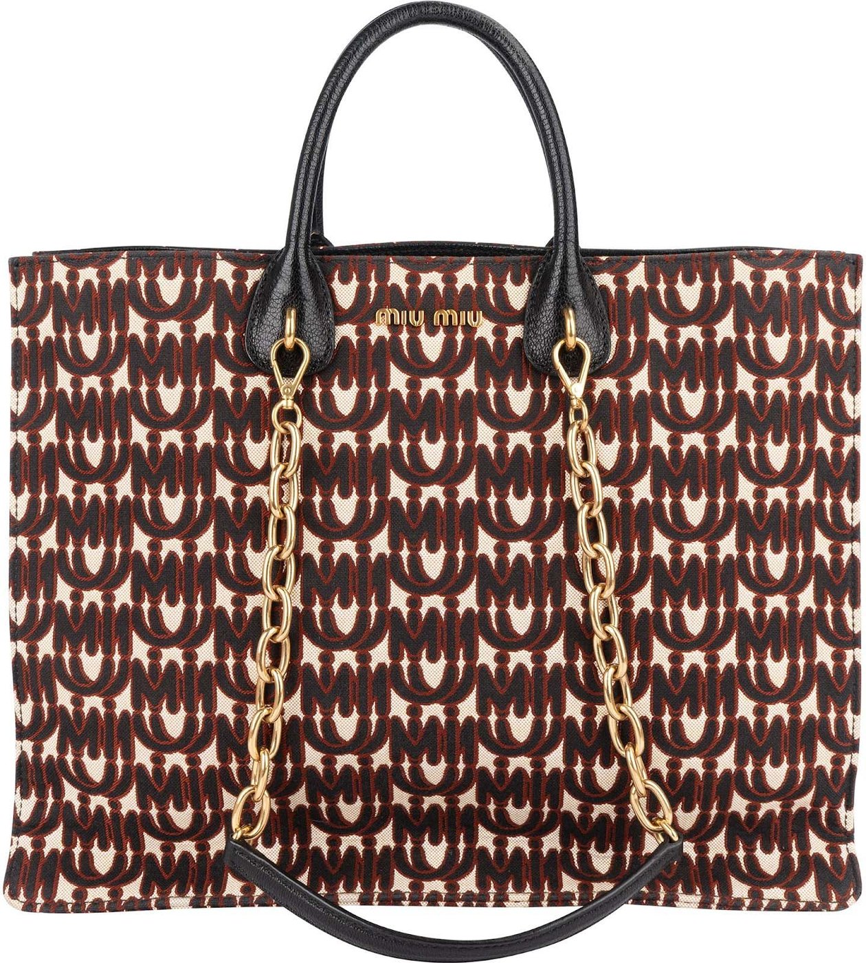 Miu Miu Jacquard Fabric Tote Handbag