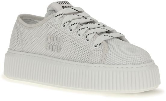 Miu Miu White Polyamide Platform Sneakers