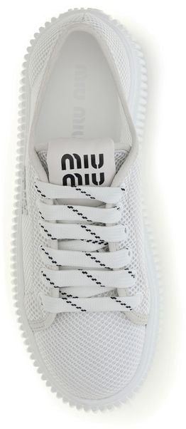 Miu Miu White Polyamide Platform Sneakers