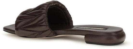 Miu Miu Brown Calf Leather Bos Taurus Flat Sandals