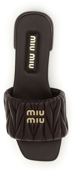 Miu Miu Brown Calf Leather Bos Taurus Flat Sandals